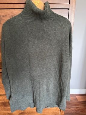 French Connection Dark Olive Ribbed Turtleneck Sweater